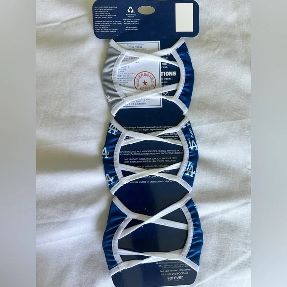 MLB Dodgers Blue and White Face Masks Set - Picture 2 of 3